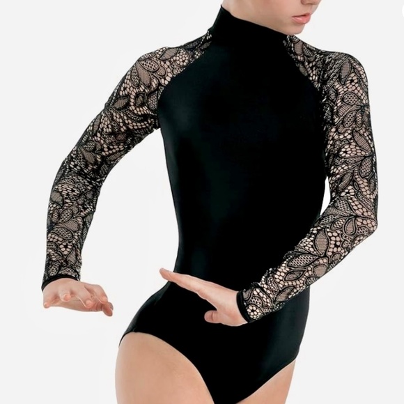 balera Other - WEISSMAN Balera Black Dance Costume Leotard Lace Long Sleeves Medium Child MC